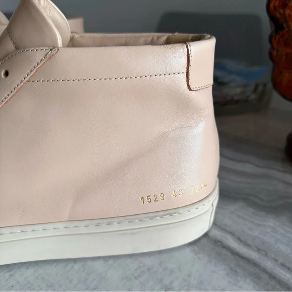 Common Projects Original Achilles Blush Pink Mid Top Leather Sneakers